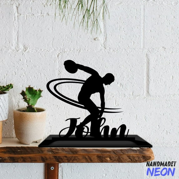 Handmadetneonsign Discus Thrower Table Decor, Discus Thrower Player Metal Shelf Decor, Sport Home Decor 73500