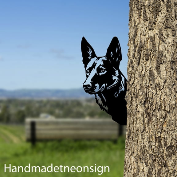 Handmadetneonsign Doberman On Branch Metal Tree Stake, Doberman Dog Garden Tree Stake, Pet Metal Tree 68719
