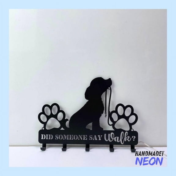 Handmadetneonsign Dog Coat Rack Wall Hanger, Paw Dog Metal Wall Hooks, Dog Lover Keys Holder Home Decor 79002
