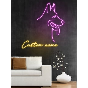 Handmadetneonsign Dog Name Neon Sign, German Shepherd Neon Sign, Custom Dog Pet Neon Sign, Puppy Neon Light, Name Neon Sign, Dog Name Sign, Wall Décor