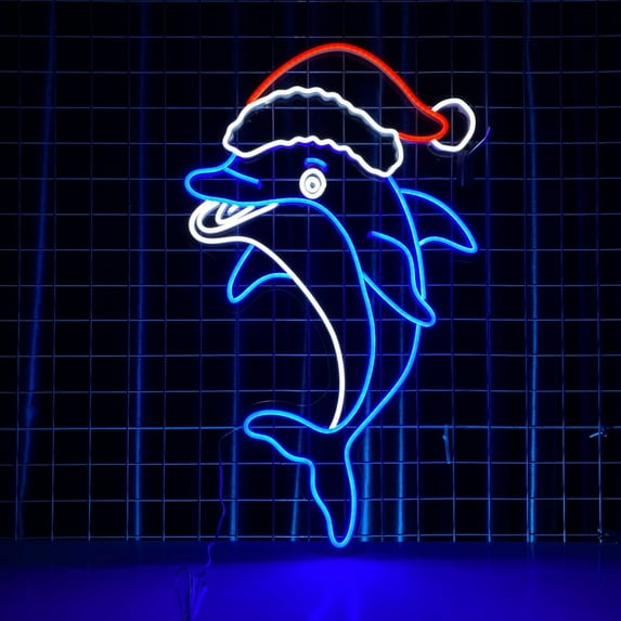 Handmadetneonsign Dolphin Neon Sign, Sea Animal Wall Art Decor, Christmas Children's Bedroom Wall Decor