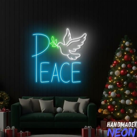 Handmadetneonsign Dove Bird Neon Sign, Peace Neon Sign, Christmas Home Decor, Christmas Neon Sign