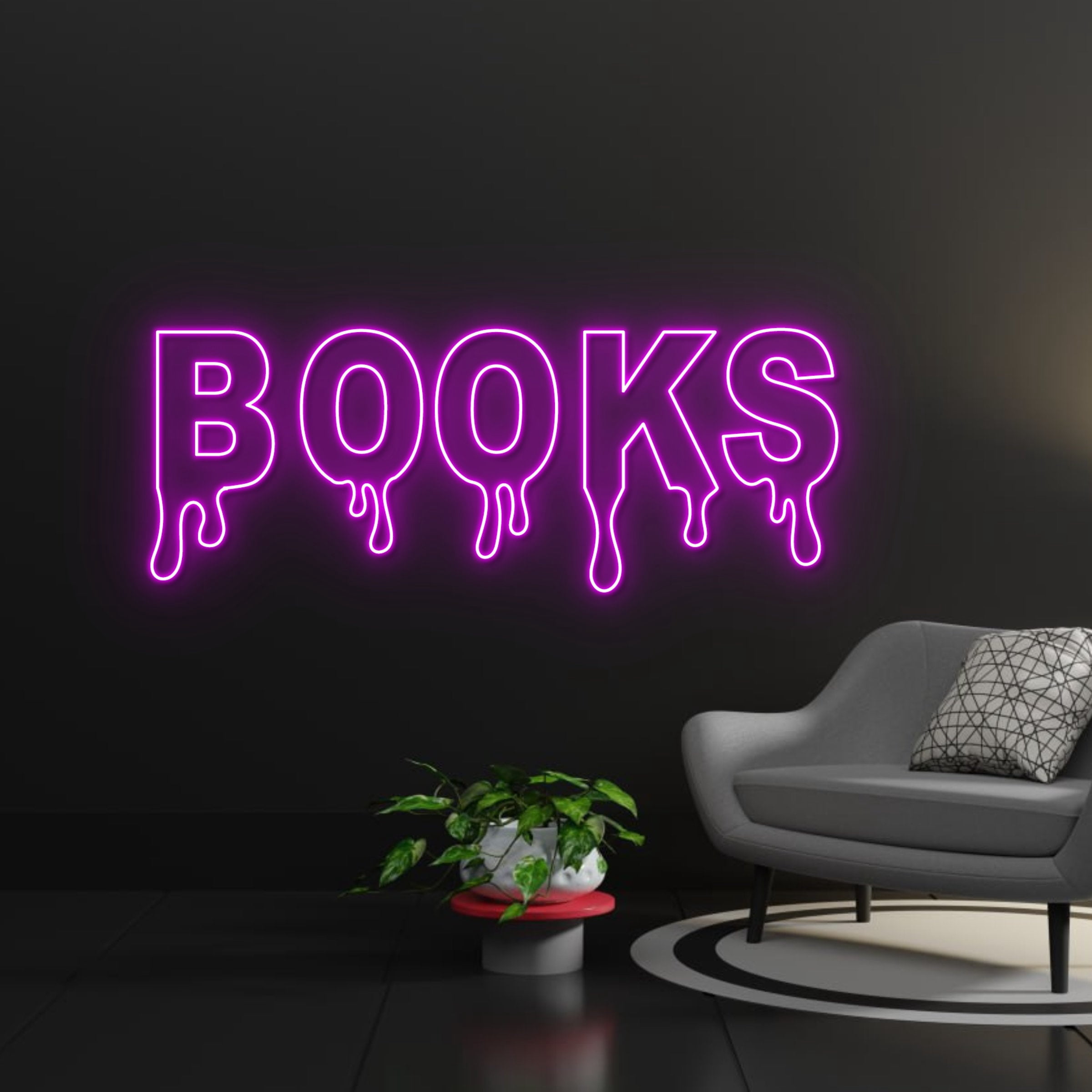 Used Books Led Sign Handmadetneonsign Dripping Books Neon Signs, Dripping Books Led Lights ...