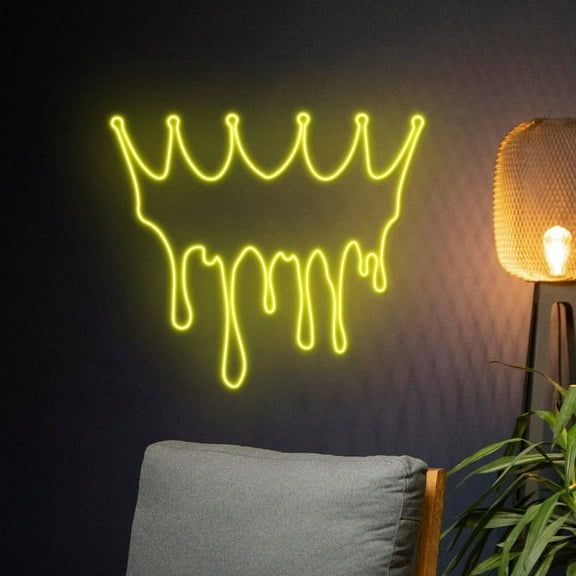 Handmadetneonsign Dripping Crown Neon Sign, King Crown Led Sign, Queen Crown Led Light, Royal Crown Neon Light, Wall Décor