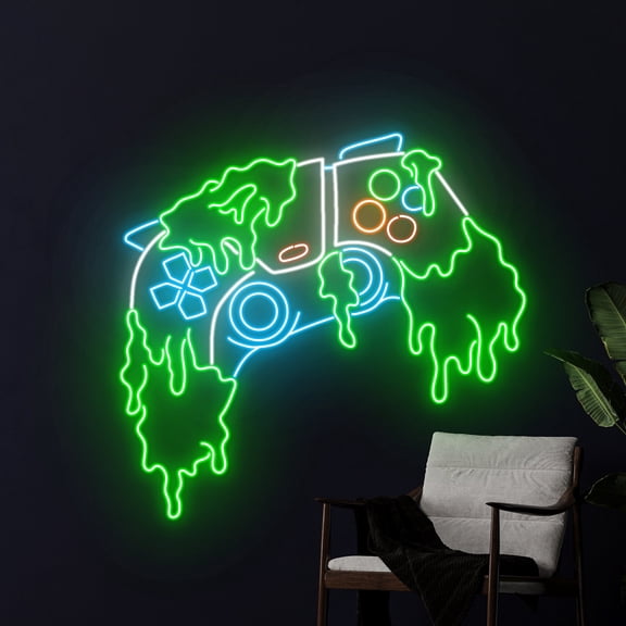 Handmadetneonsign Dripping Game Arcade Neon Sign, Game Controller Led Sign, Game Player Led Light