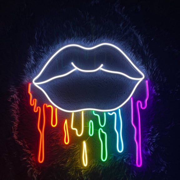 Handmadetneonsign Dripping Lips Neon Sign, Lips Art Beauty Wall Art Decor, Bar Pub Coffee Wall Decor