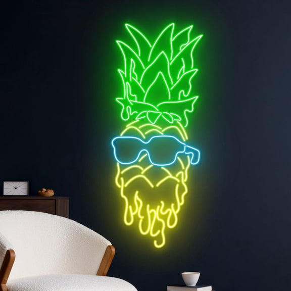 Handmadetneonsign Dripping Pineapple Neon Sign, Pineapple LED Sign, Pineapple Neon Light, Tropical