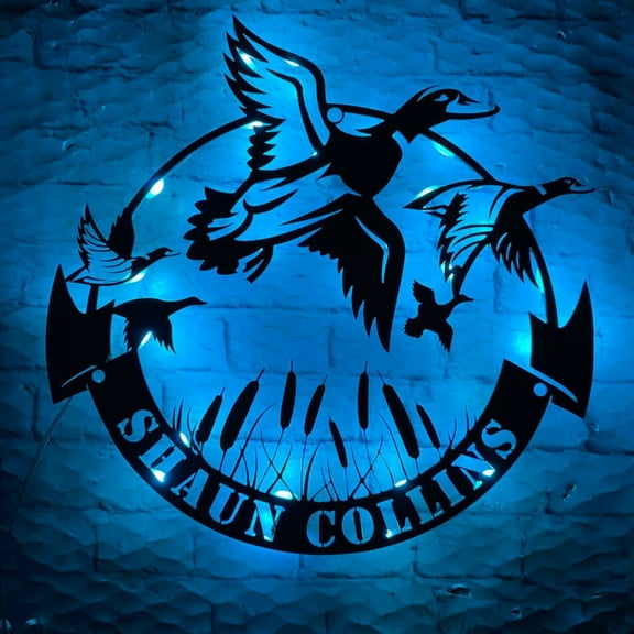 Handmadetneonsign Duck Hunting Metal Wall Art Light, Duck Metal Sign Wall Decor, Animal Metal Decor