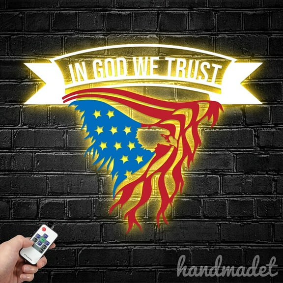 Handmadetneonsign Eagle 4th Of July Metal Wall Art Light, Independence Day Metal Sign Wall Decor, Happy Independence Day Metal Decor