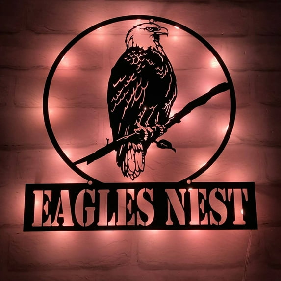 Handmadetneonsign Eagle Metal Wall Art Light, Eagle Metal Sign Wall Decor, Eagle Bird Animal Metal Decor