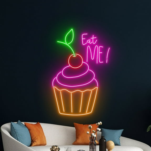 Handmadetneonsign Eat Cupcake Neon Sign, Cupcake LED Sign, Cupcake Neon Light, Bakery LED Light