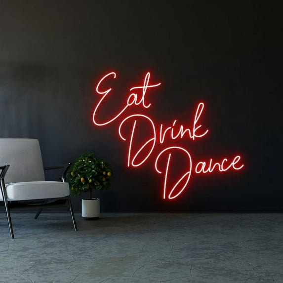 Handmadetneonsign Eat Drink Dance Led Sign, Eat Drink Dance Neon Sign, Eat Drink Dance Led Light, Eat Drink Dance Neon Light, Wall Décor