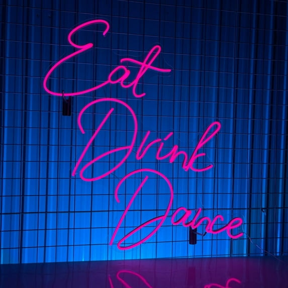 Handmadetneonsign Eat Drink Dance Neon Sign, Cocktails Wall Art Decor, Business Sign, Home Bar Pub Wall Decor