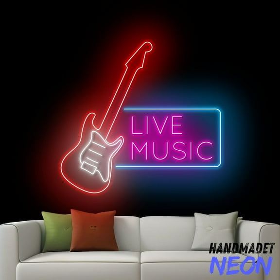 Handmadetneonsign Electric Guitar Neon Sign, Live Music Wall Art, Music Show Wall Decor 046227