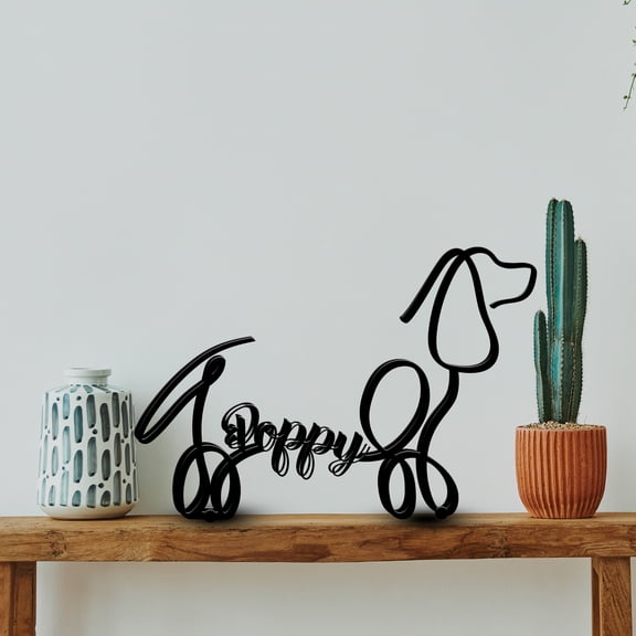 Handmadetneonsign English Cocker Spaniel Dog Metal Desk, Pet Sculpture Statue, Dog Metal Table Sign 65137