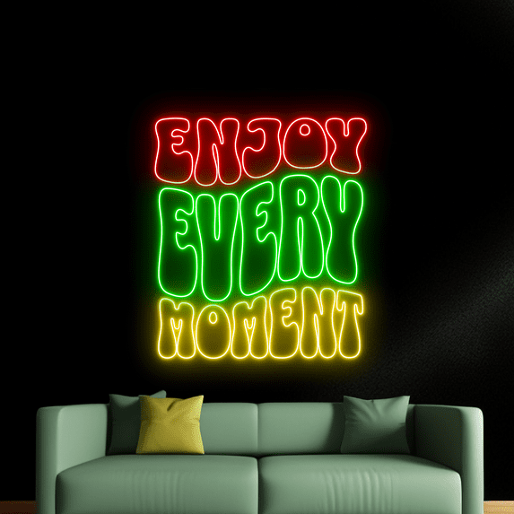 Handmadetneonsign Enjoy Every Moment Neon Sign, Inspirational Quotes Wall Art Decor, Bedroom Wall Decor
