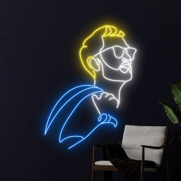 Handmadetneonsign Fashion Man Face Neon Sign, Handsome Man Neon Light, Man Led Light, Man Neon Sign