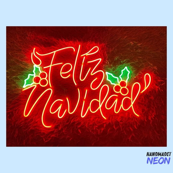 Handmadetneonsign Feliz Navidad Neon Sign, Feliz Navidad Christmas Led Sign, Christmas Wall Decor 73932