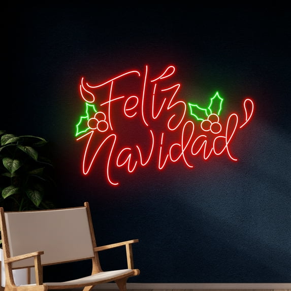 Handmadetneonsign Feliz Navidad Neon Sign, Merry Christmas Led Sign, Christmas Neon Light, Happy