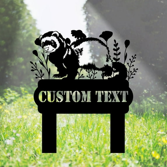 Handmadetneonsign Ferret Memorial Metal With Stake, Ferret Animal Metal Name Sign Stake, Ferret Metal Stake Decor 45499