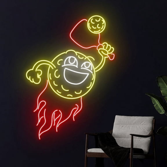 Handmadetneonsign Fire Pickle Ball Led Sign, Pickleball Neon Sign, Flaming Pickle Ball Neon Light
