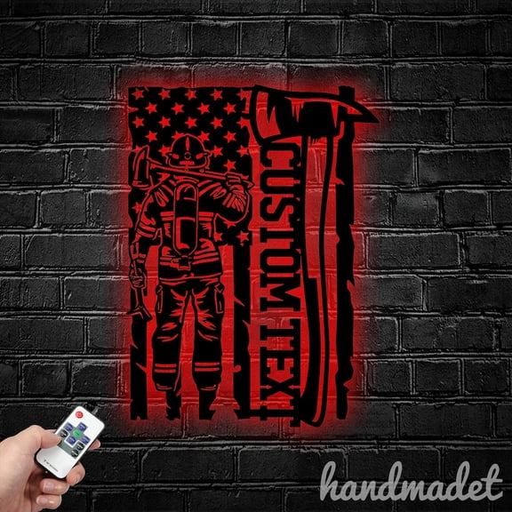 Handmadetneonsign Firefighter Metal Wall Art Light, Firefighter Metal Sign Wall Decor, Firefighter Metal Decor