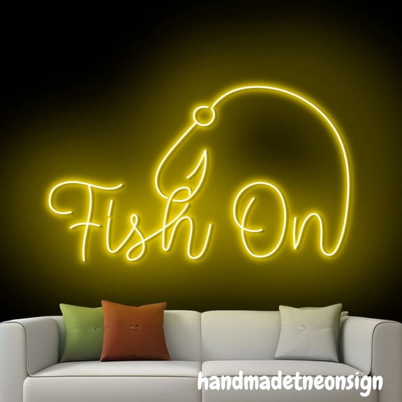 Handmadetneonsign Fish On Neon Sign, Fish On Led Light, Fishing Wall Art Decor, Fisher Wall Decor 60267