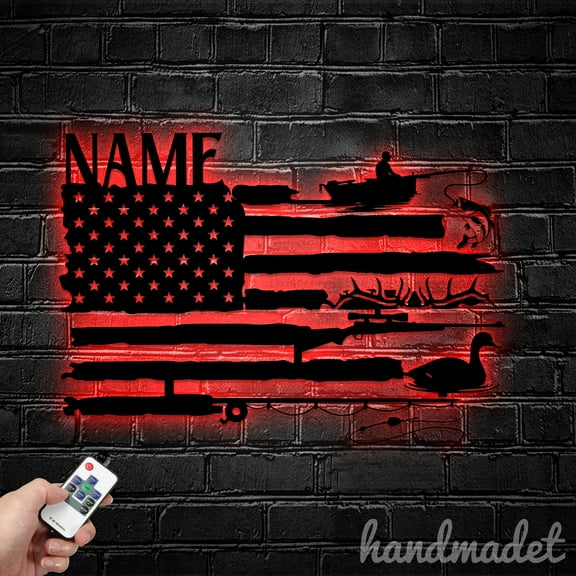 Handmadetneonsign Fishing And Hunting Metal Wall Art Light, Fishing Metal Sign Wall Decor, Home Metal Decor 61800