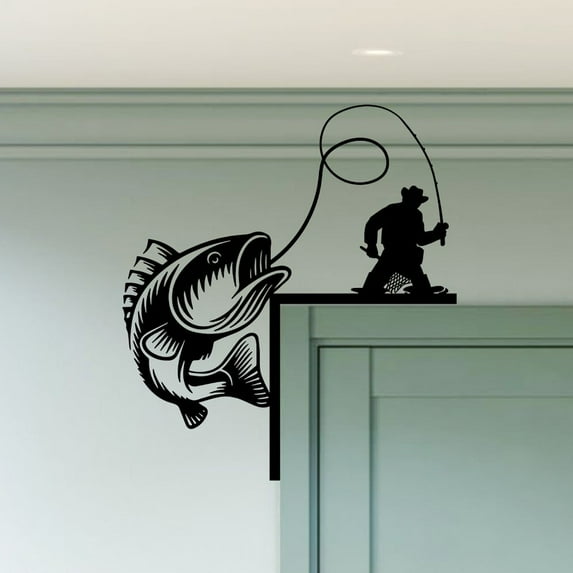 Handmadetneonsign Fishing Door Corner Sign, Fishing Metal Door Topper, Fishing House Wall Decor 53255