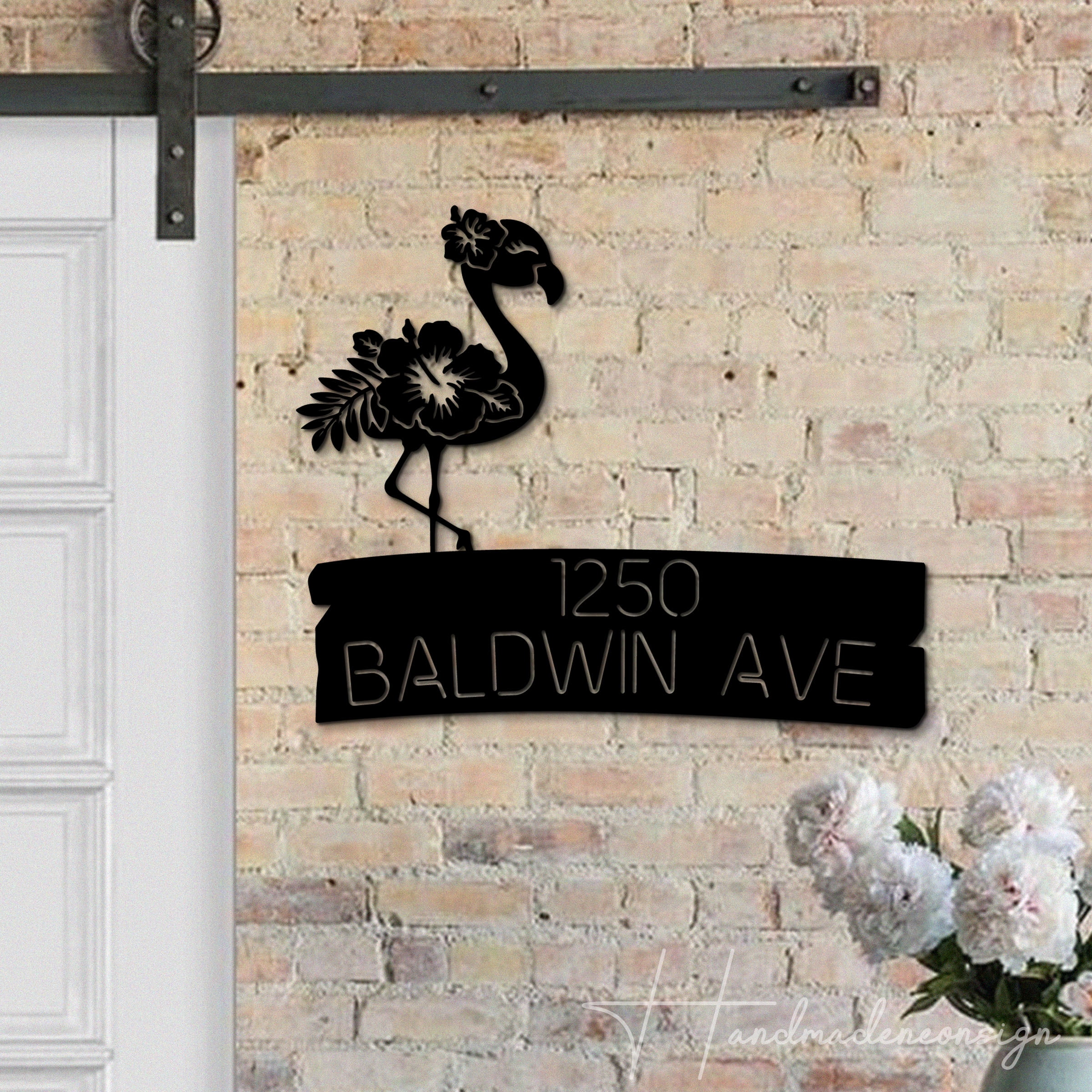 Handmadetneonsign Flamingo Address House Number, Flamingo Home Address Metal, Flamingo House Address 63650