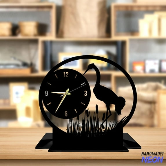 Handmadetneonsign Flamingo Tabletop Metal Clock, Flamingo Desktop Clock, Clock Home Decor 93258