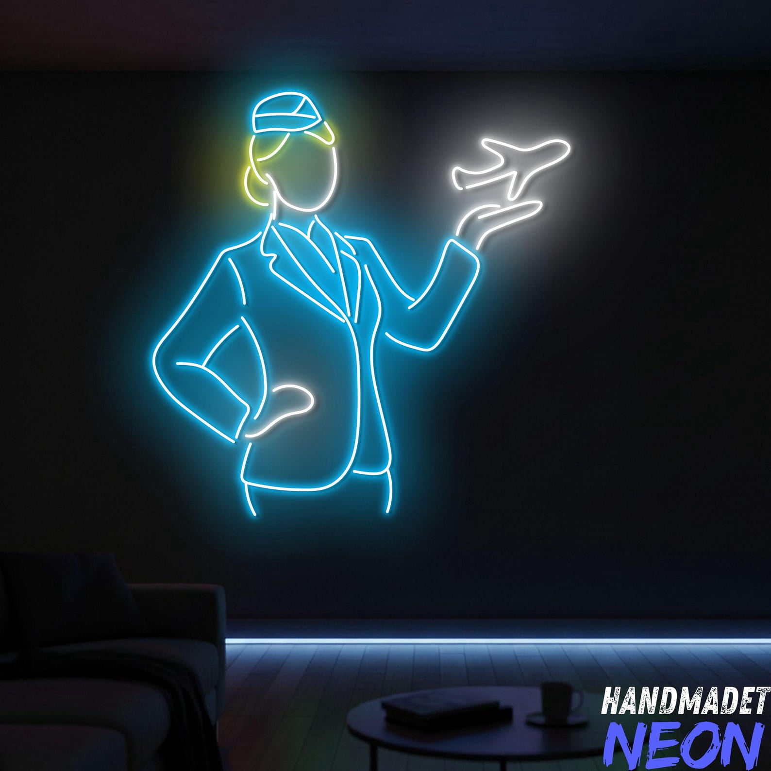 Handmadetneonsign Flight Attendant Neon Sign, Airport Wall Decor, Gift ...
