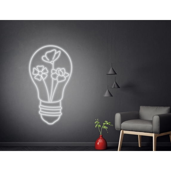 Handmadetneonsign Flower Light bulb Led Sign, Light bulb Neon Sign ...