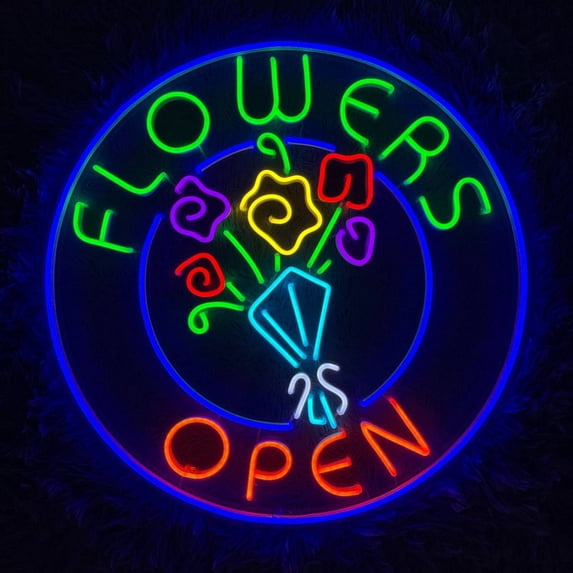 Handmadetneonsign Flower Open Neon Sign, Flower Shop Wall Art Decor, Flower Open Store Wall Decor