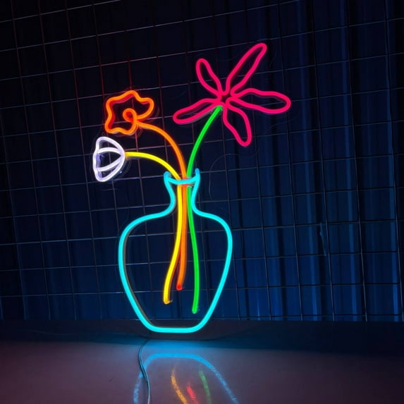Handmadetneonsign Flower Vase Neon Sign, Flower Wall Art Decor, Flower Shop Led Sign, Flower Store Wall Decor