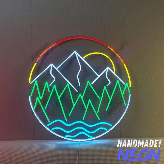 Handmadetneonsign Forest Landscape Neon Sign, Mountain LED Sign, Nature Wall Art Decor 135570