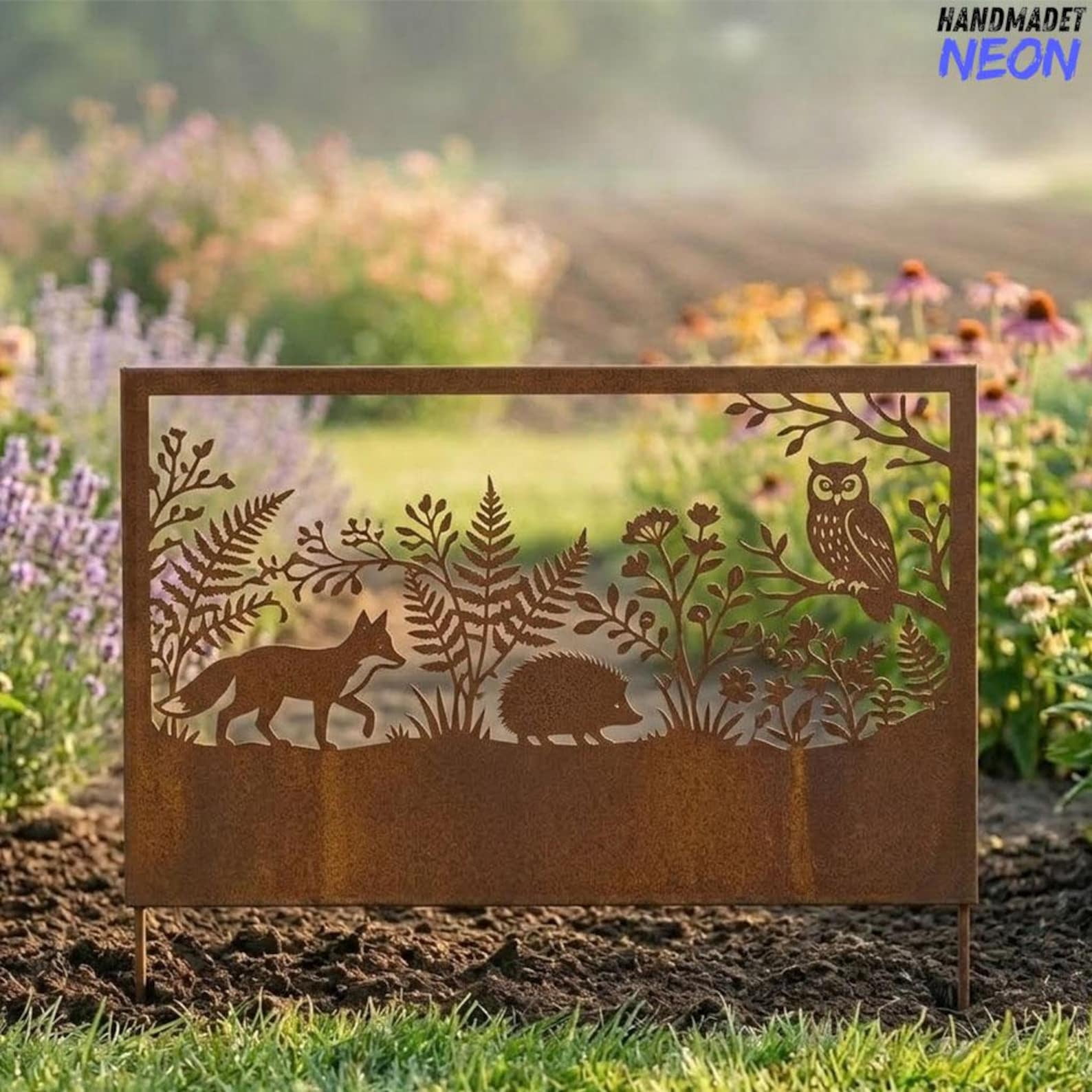 Handmadetneonsign Forest Rusted Metal Privacy Panel, Forest Garden ...