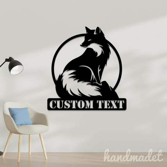 Handmadetneonsign Fox And Moon Metal Wall Art Light, Moon Metal Sign Wall Decor, Fox Metal Decor