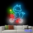 thumbnail image 1 of Handmadetneonsign Fox Christmas Neon Sign, Fox Riding Bicycle Led Sign, Woodland Animal Wall Art, Xmas Decor 80834, 1 of 5