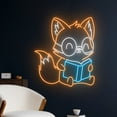thumbnail image 1 of Handmadetneonsign Fox Reading Book Neon Light, Fox Book Led Sign, Fox Bookish Neon Sign, Bookworm, 1 of 5