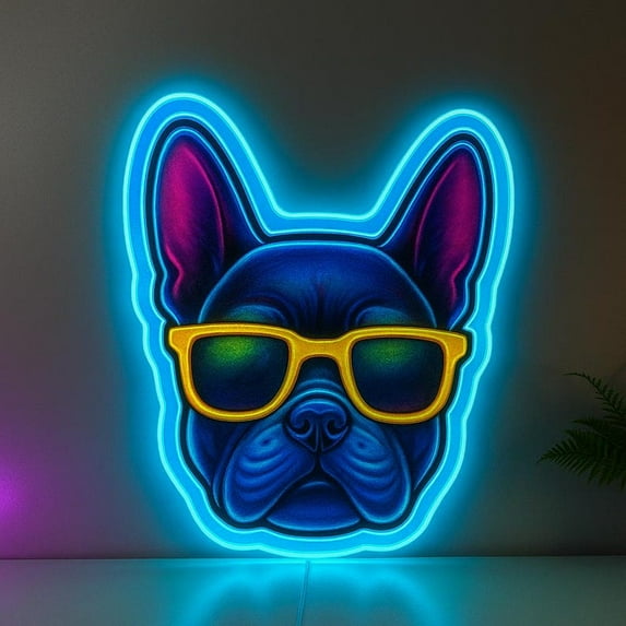 Handmadetneonsign French Bulldog Acrylic Printed Neon Sign, Bulldog LED Wall Art for Home, Bar, Pet Memorial Gift 134102