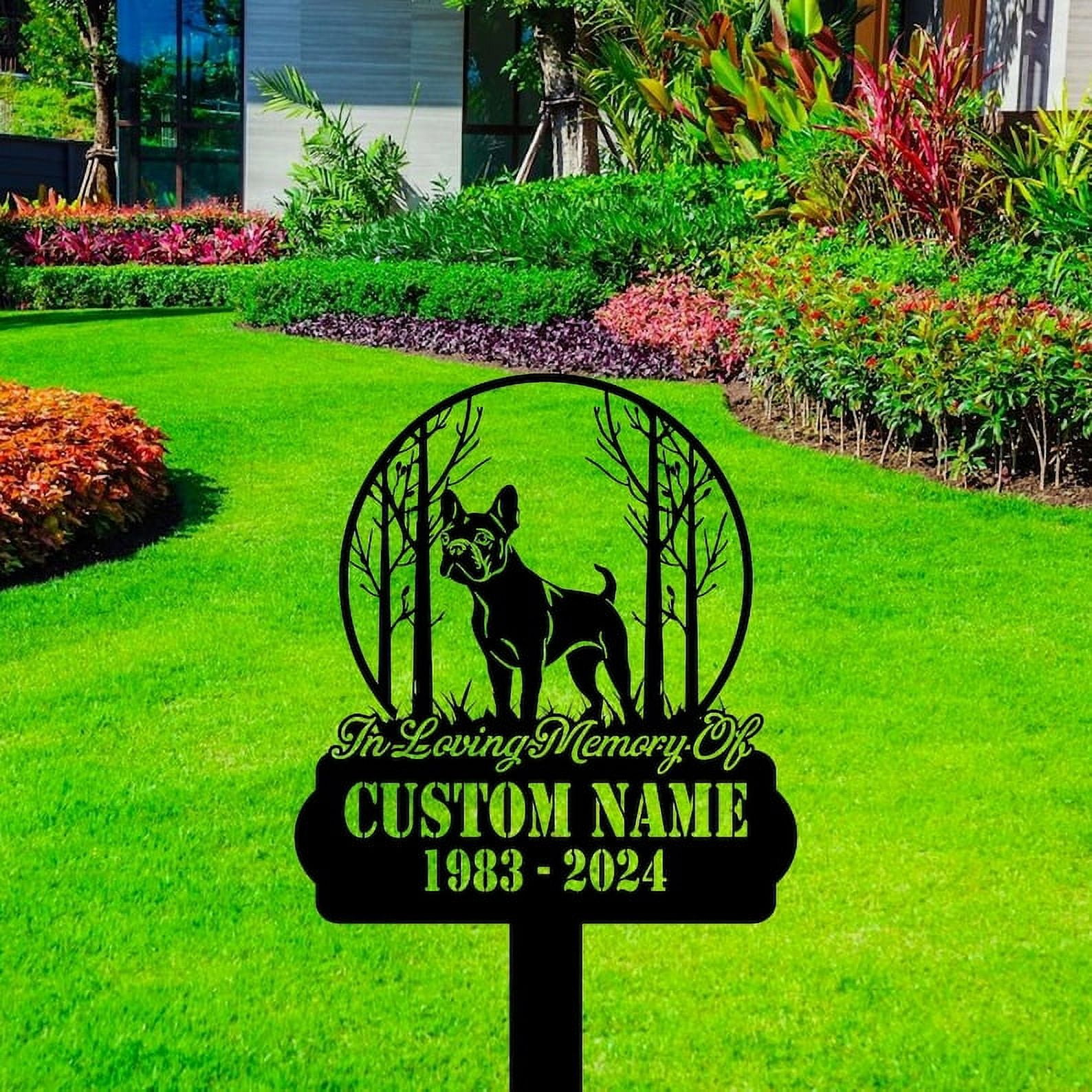 Handmadetneonsign French Bulldog With Stake, French Bulldog Metal Name