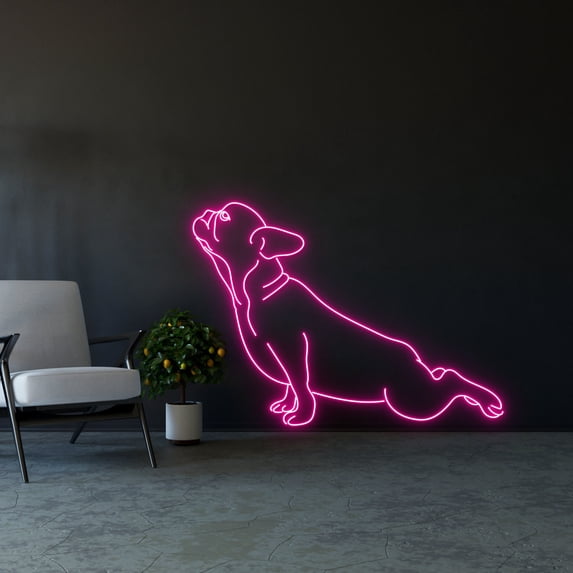 Handmadetneonsign French Bulldog Yoga Pose Neon Signs, French Bulldog LED Lights, Bulldog Neon