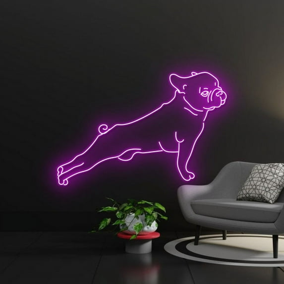 Handmadetneonsign French Bulldog Yoga Pose Neon Signs, French Bulldog LED Lights, Bulldog Neon Lights , Bulldog Dog Decor, Bulldog Neon Sign, Dog Led Light, Wall Décor