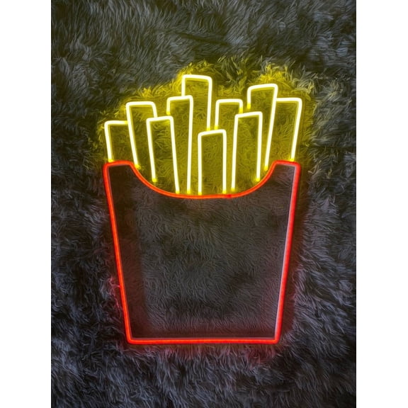 Handmadetneonsign French Fries Chips neon sign, Chips led neon, Fast food led light, custom fast food light sign, Food neon sign, restaurant neon sign, kitchen neon sign, Wall Décor
