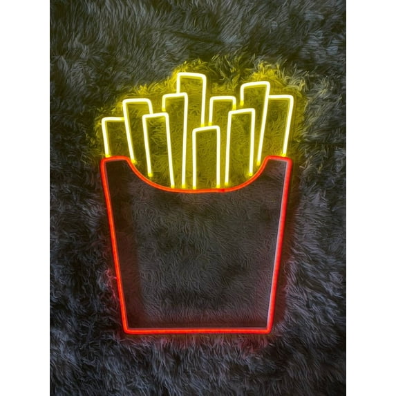 Handmadetneonsign French Fries Chips neon sign, Chips led neon, Fast food led light, custom fast food light sign, Food neon sign, restaurant neon sign, kitchen neon sign, Wall Décor