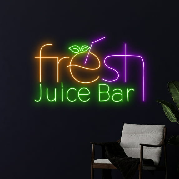 Handmadetneonsign Fresh Juice Bar Neon Sign, Juice Bar LED Light, Juice Neon Light, Bar Led Sign