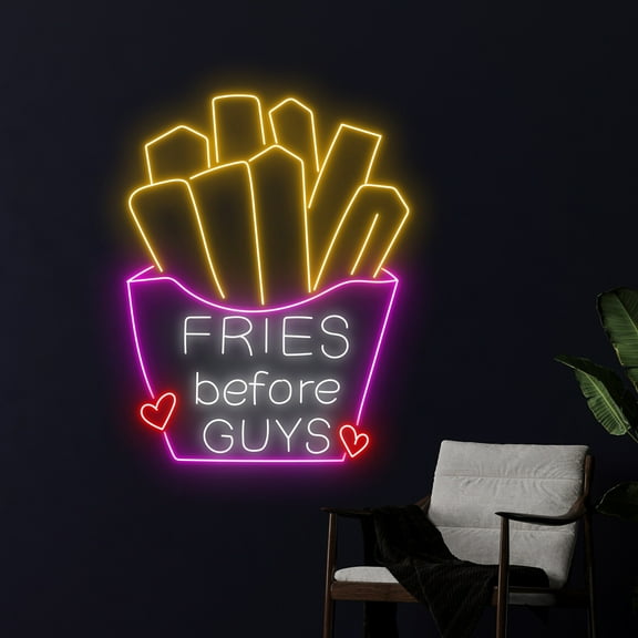 Handmadetneonsign Fries Before Guys Neon Sign, French Fries Led Sign, French Fries Led Light