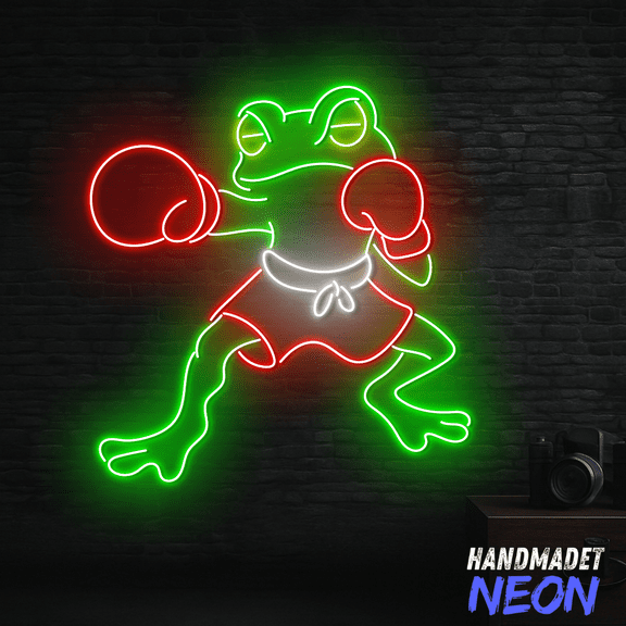 Handmadetneonsign Frog Boxing Neon Sign For Fitness Studio Wall Decor, Boxer Led Light