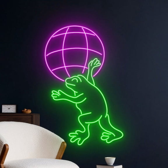 Handmadetneonsign Frog Disco Party Neon Light, Frog Let's Party Led Light, Toad Led Sign, Frog Neon